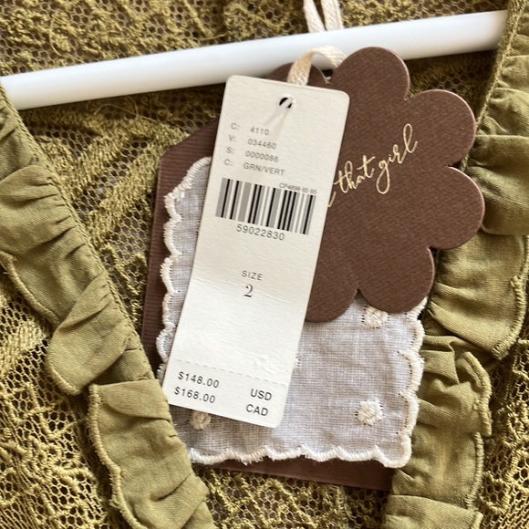 NEW. Anthropologie Forever that Girl beautiful crochet blouse. Olive green. NWT - Picture 5 of 7